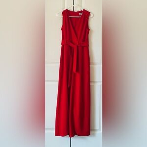 Shelby & Palmer Red Split Front Wide Leg sleeveless wrap-look Jumpsuit Sz 6